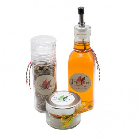 Grill-Geschenkset "Trio" – Chiliöl, Kräutersalz & Pfeffermühle