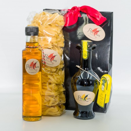 Geschenkset Chili Friends; Chiliöl, Pasta, Olivenöl -