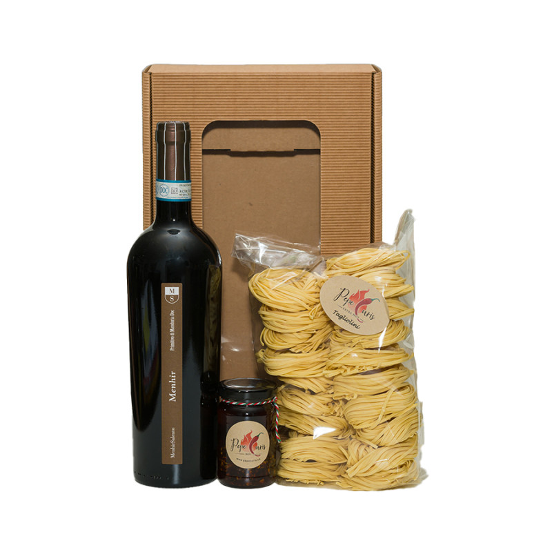 Primitivo Wein Geschenkset: Italienische Pasta & scharfes Chiliöl